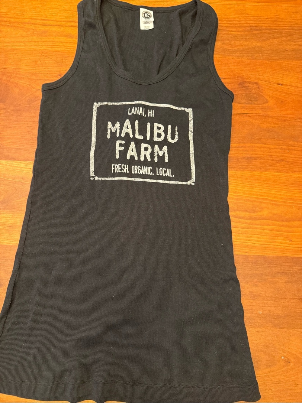 MALIBU FARM Lanai HI  Black Tank Top with White Malibu Farm Graphic size XL EUC